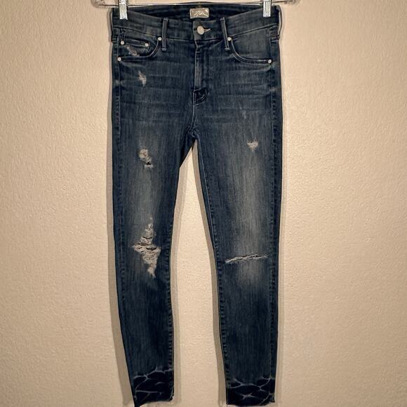 MOTHER The Looker Ankle Fray Jeans Size 25‎ Distressed Denim Naughty Intentions - Picture 4 of 16